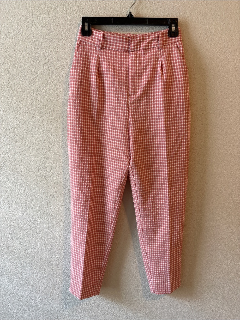 Zara Pink Houndstooth Tailored Trousers
